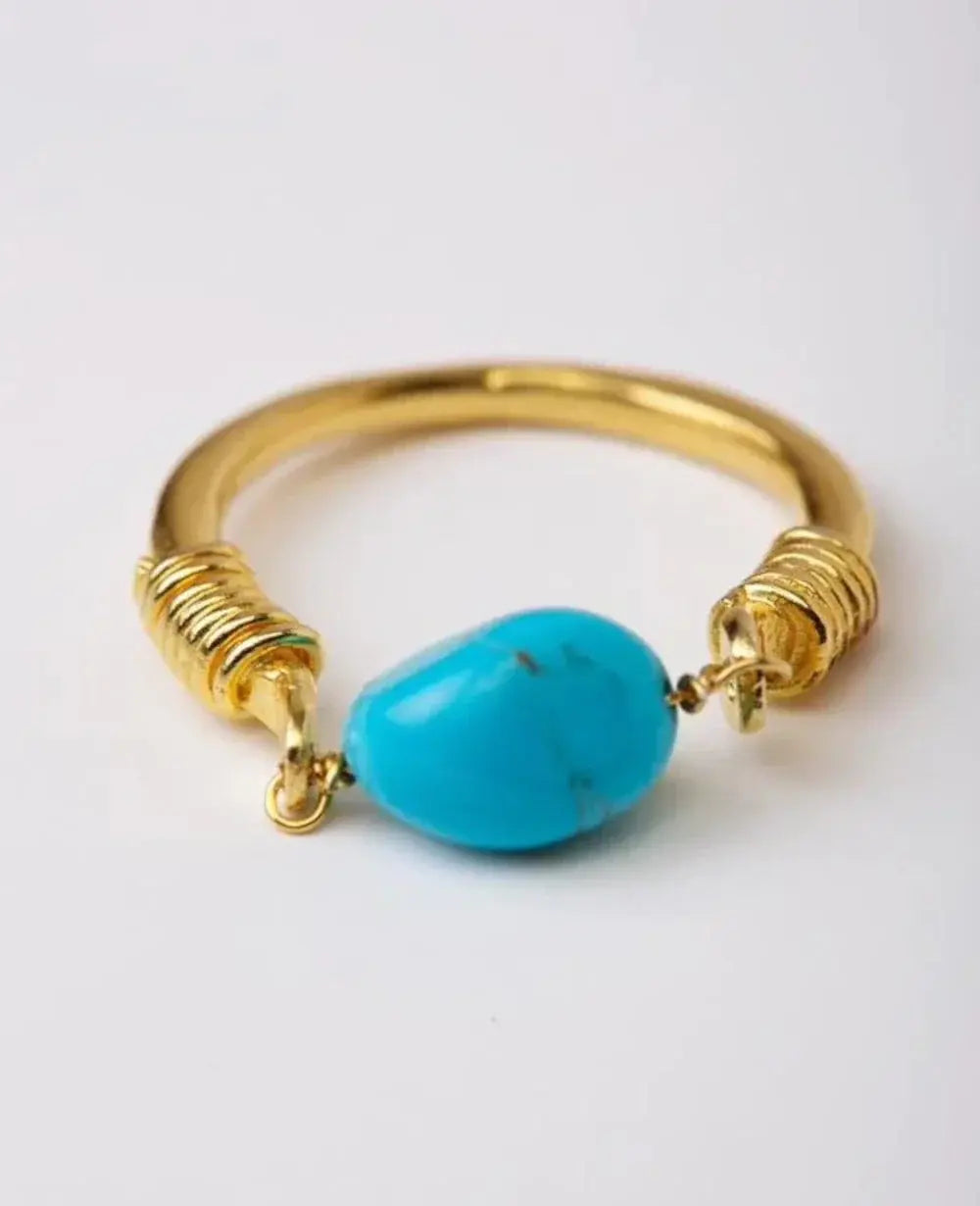 Goldfarbener Ring mit Türkisakzenten Für Frauen Mivona