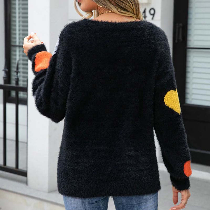 Damen Pullover mit Herzmuster Für Frauen Mivona
