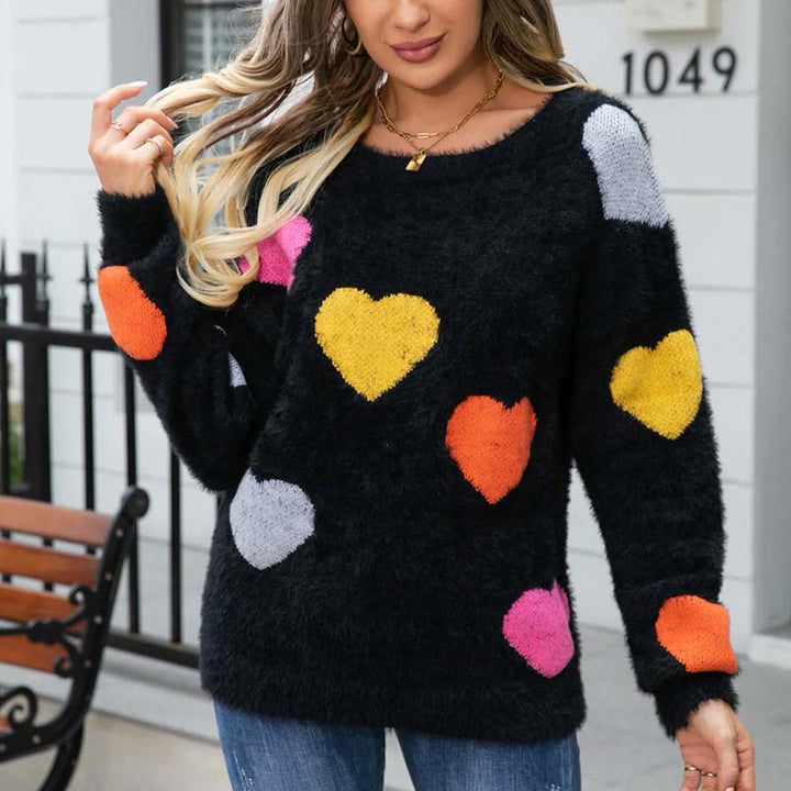 Damen Pullover mit Herzmuster Für Frauen Mivona
