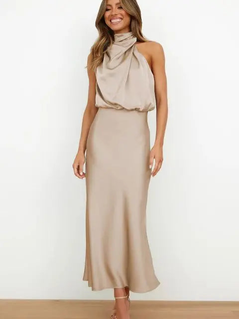 Satiniertes Neckholder Kleid mit eleganter Ausstrahlung für Frauen Mivona