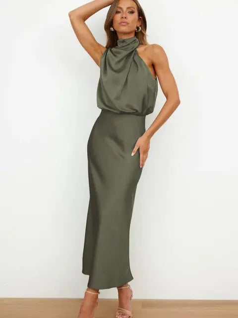 Satiniertes Neckholder Kleid mit eleganter Ausstrahlung für Frauen Mivona