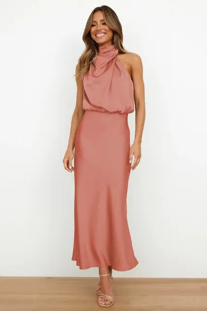 Satiniertes Neckholder Kleid mit eleganter Ausstrahlung für Frauen Mivona