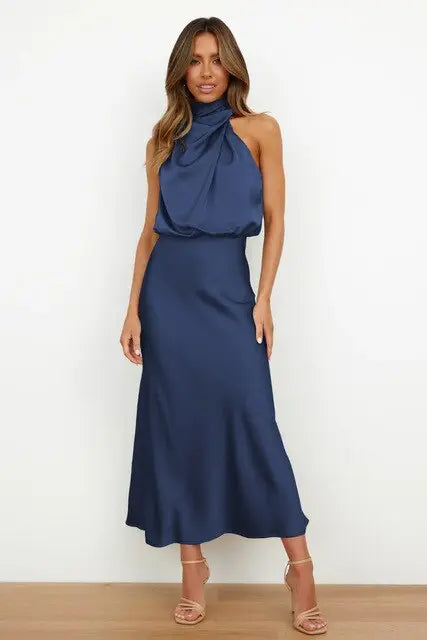 Satiniertes Neckholder Kleid mit eleganter Ausstrahlung für Frauen Mivona