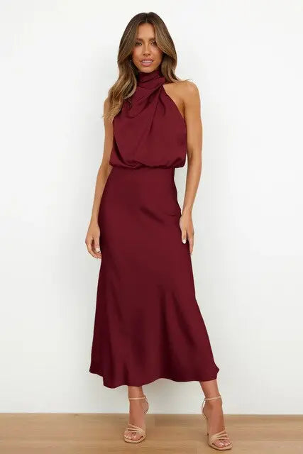 Satiniertes Neckholder Kleid mit eleganter Ausstrahlung für Frauen Mivona