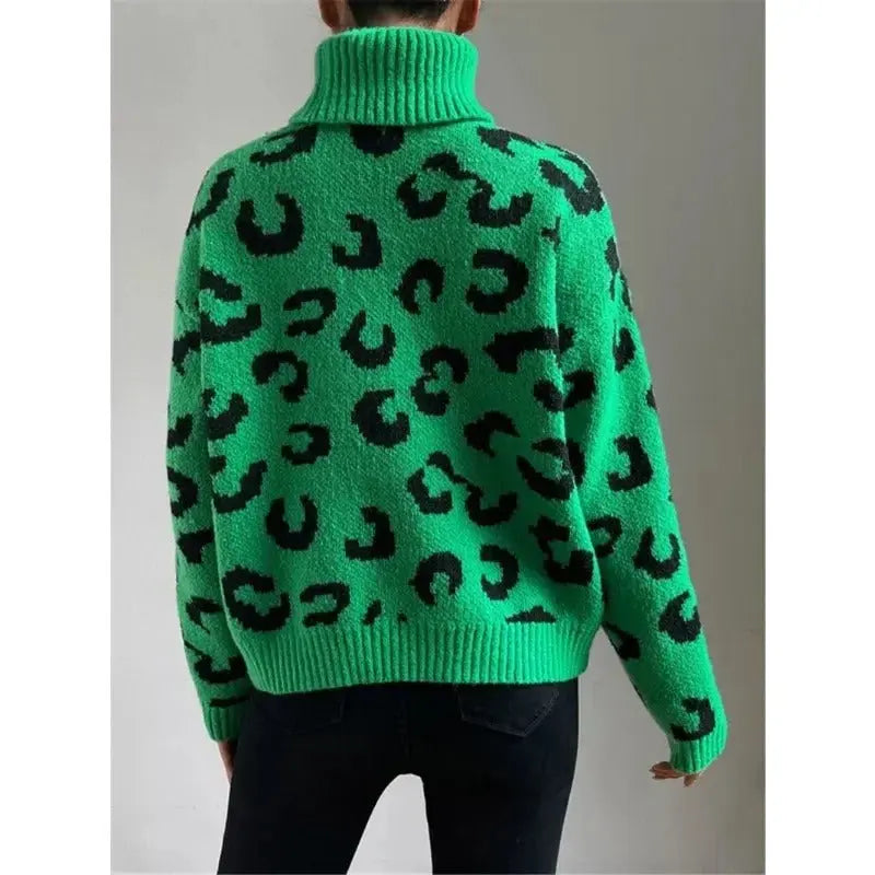 Lässiger Rollkragenpullover Mit Leopardenmuster Für Frauen Mivona