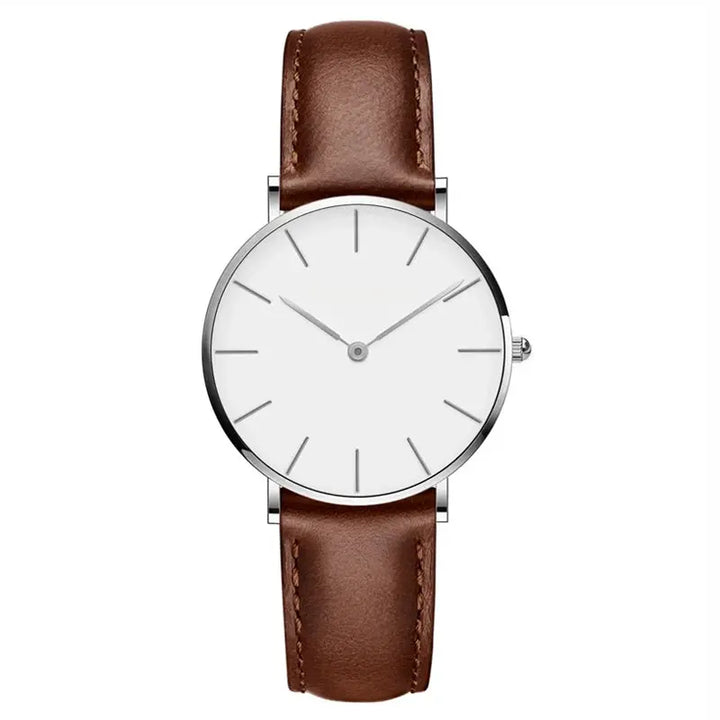 Runde Zeitlose Minimalistische Uhr mit Lederarmband Für Frauen Mivona