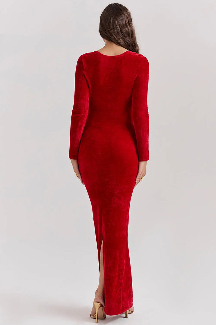 Charmantes Scharlachrotes Chenille Kleid für Frauen Mivona