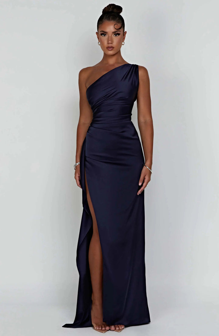 One Shoulder Maxikleid mit moderner Eleganz und Satin für Frauen Mivona
