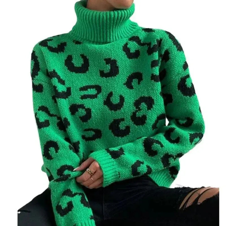 Lässiger Rollkragenpullover Mit Leopardenmuster Für Frauen Mivona