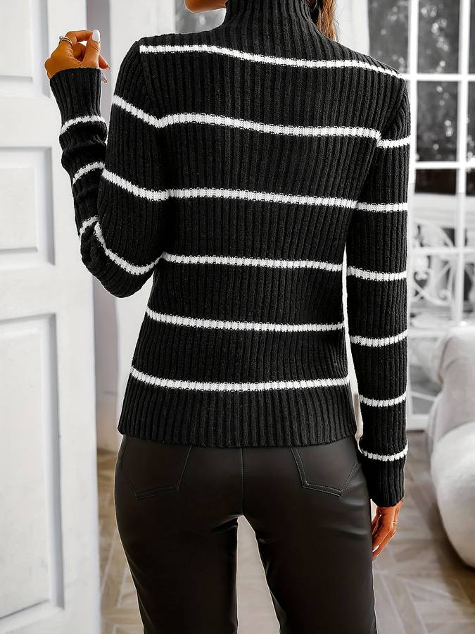 Gestreifter Pullover mit Rundhalsausschnitt für Klassischen Stil Für Frauen Mivona