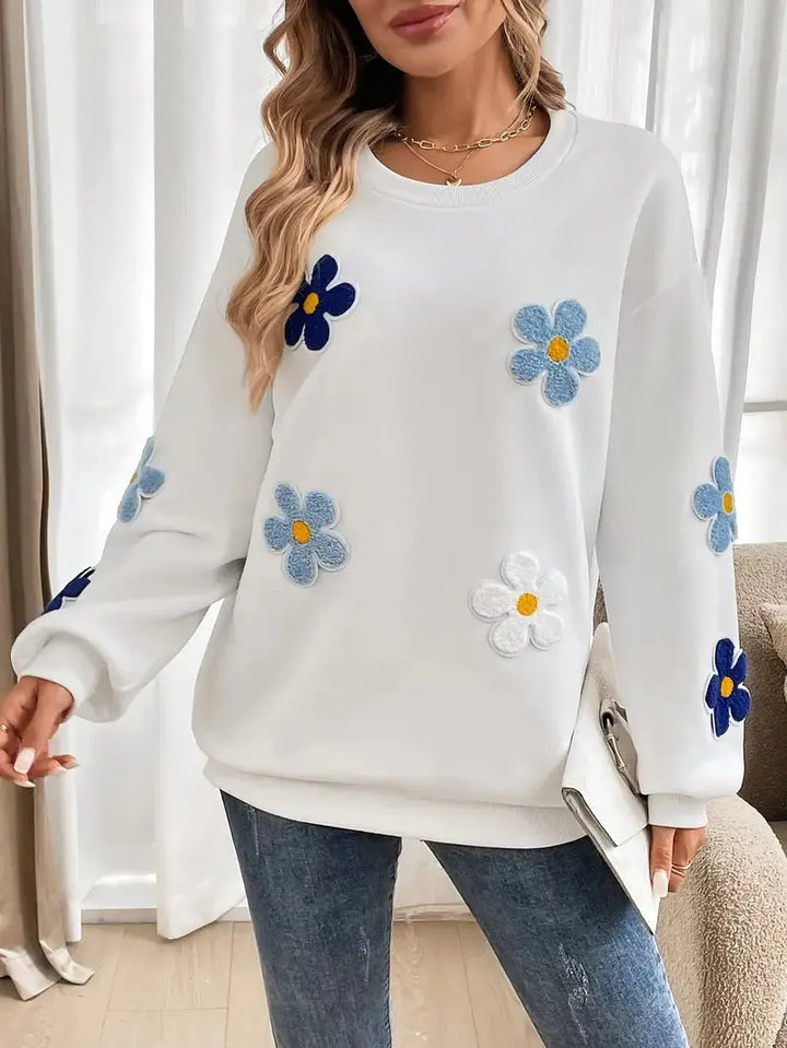 Weiches Baumwoll-Sweatshirt mit Floralem Muster für Damen Mivona