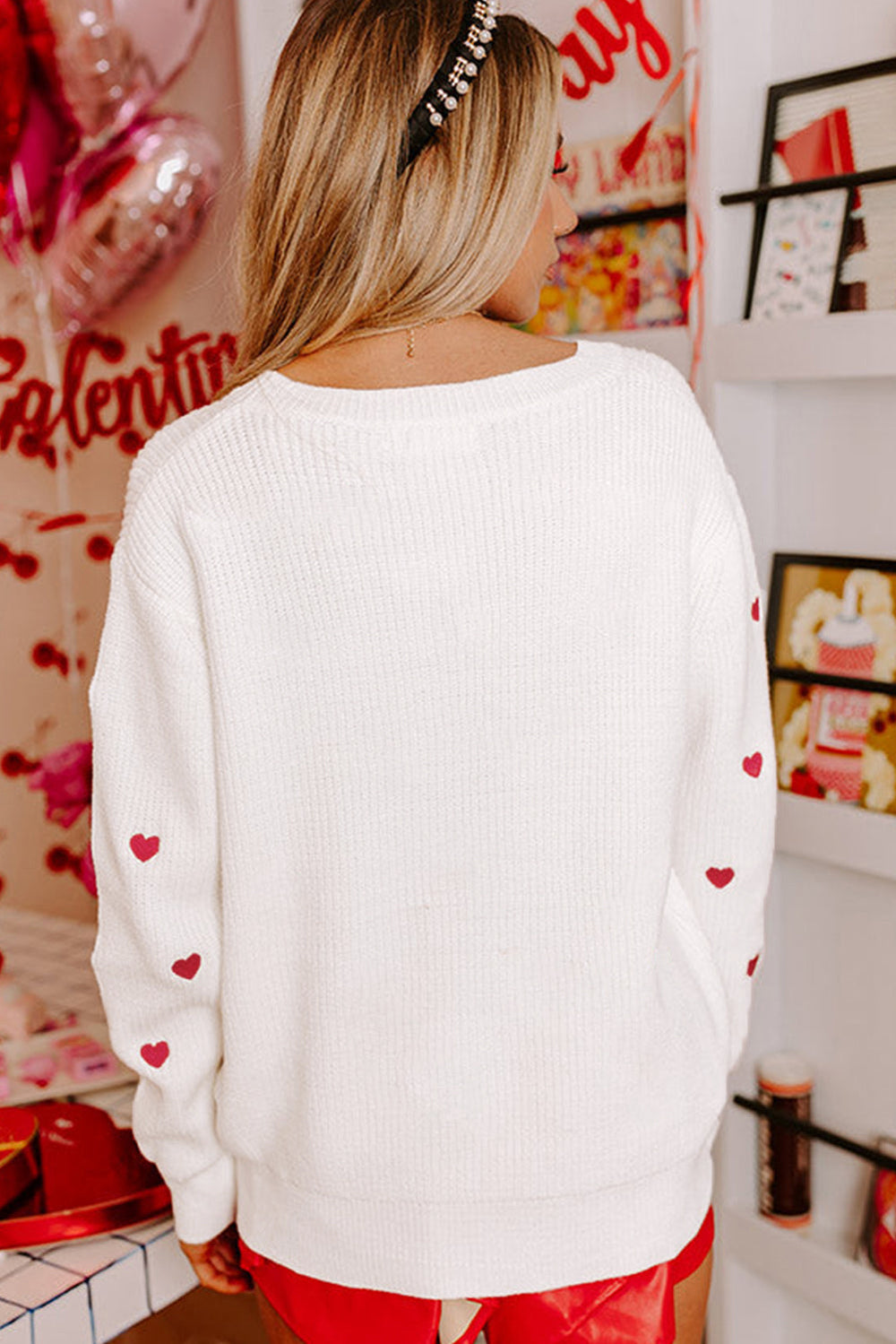 Pullover mit Herzmotiv und überschnittenen Schultern Für Frauen Mivona