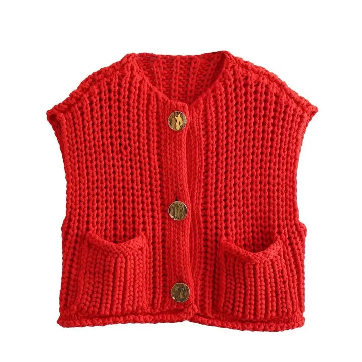 Elegante ärmellose kurze Strickjacke für Frauen Mivona