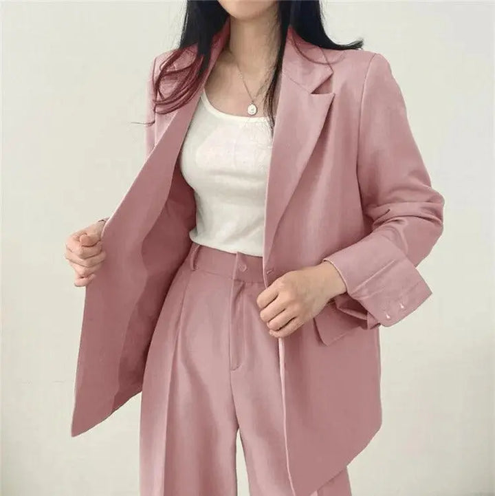 Elegantes Tailliertes Blazer und Gerade Hose Set Für Frauen Mivona