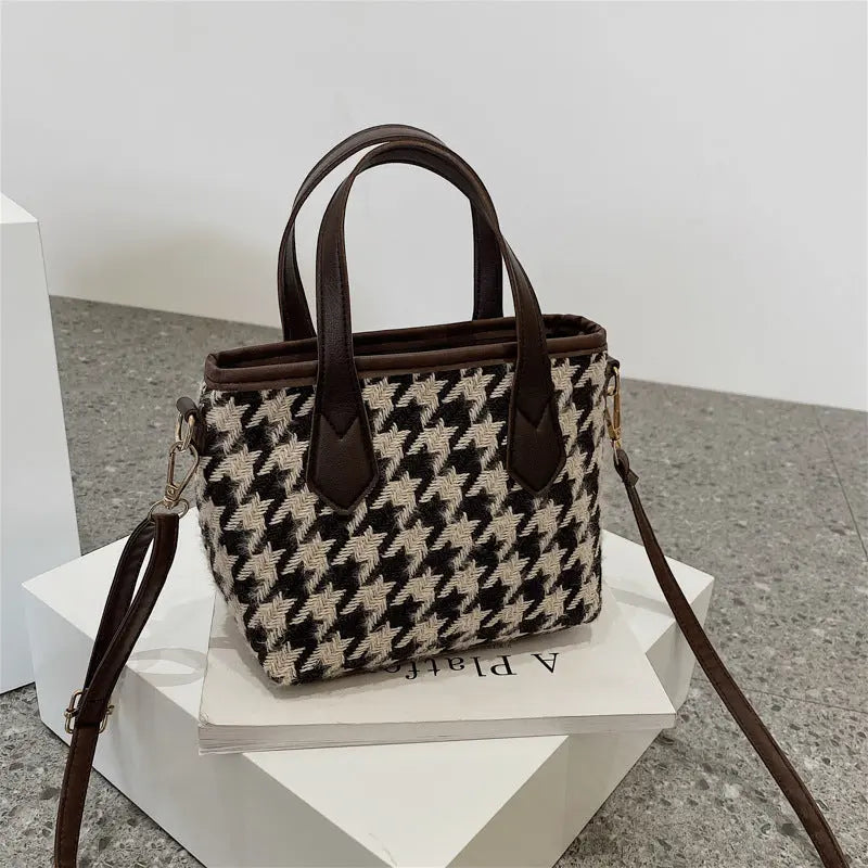 Schultertasche mit Hahnentritt-Muster für Frauen Mivona
