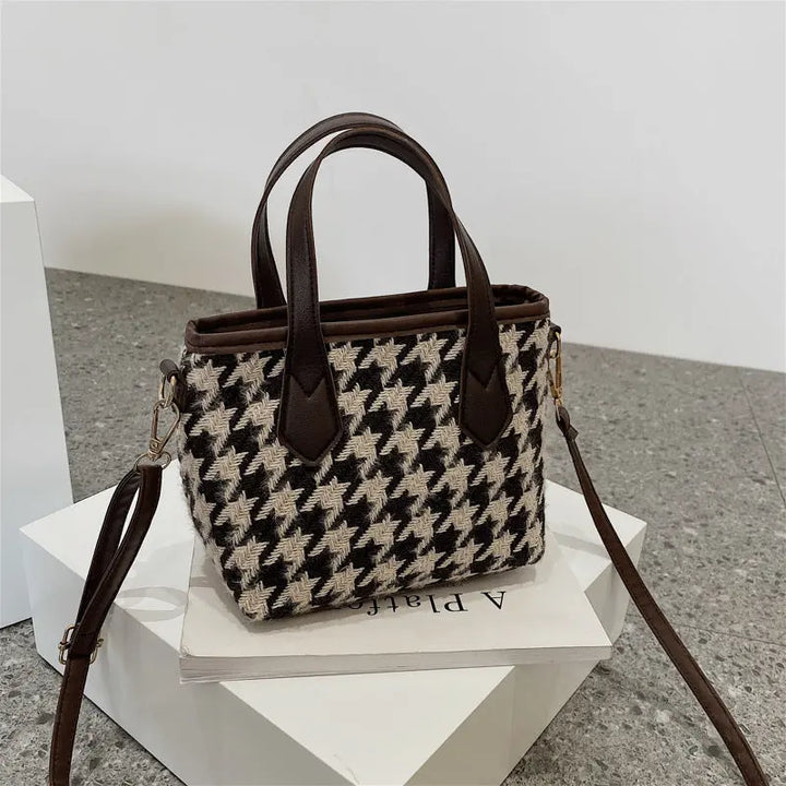 Schultertasche mit Hahnentritt-Muster für Frauen Mivona