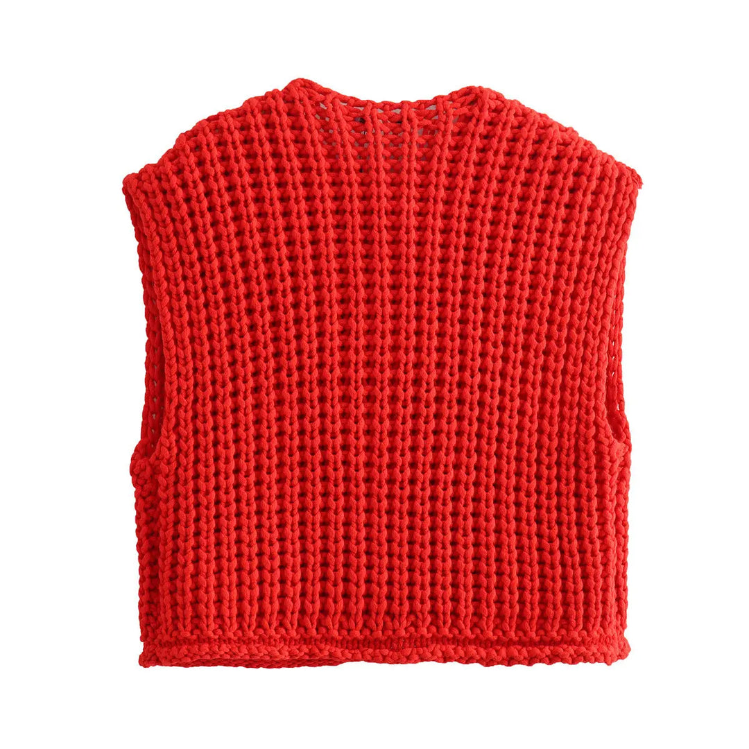 Elegante ärmellose kurze Strickjacke für Frauen Mivona