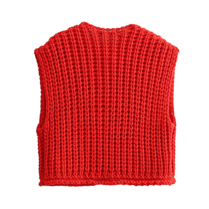 Elegante ärmellose kurze Strickjacke für Frauen Mivona