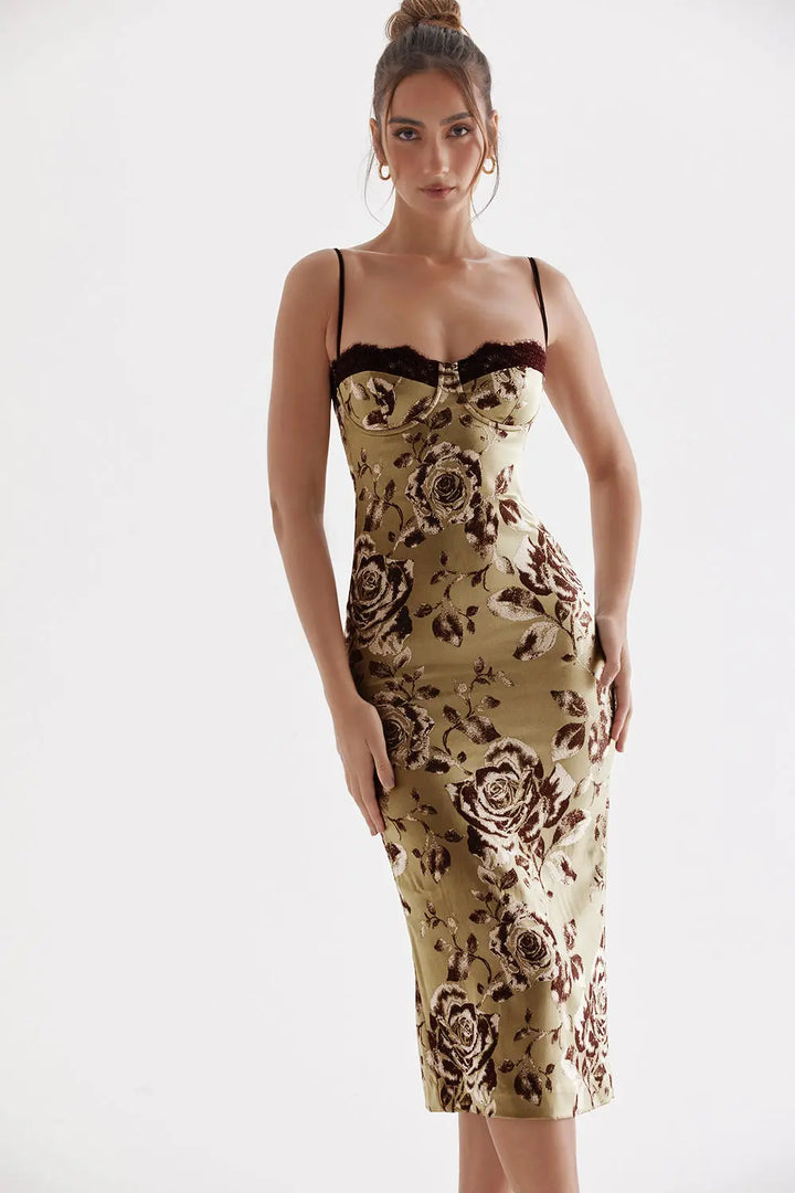 Midikleid mit Blumenmuster und müheloser Eleganz für Frauen Mivona