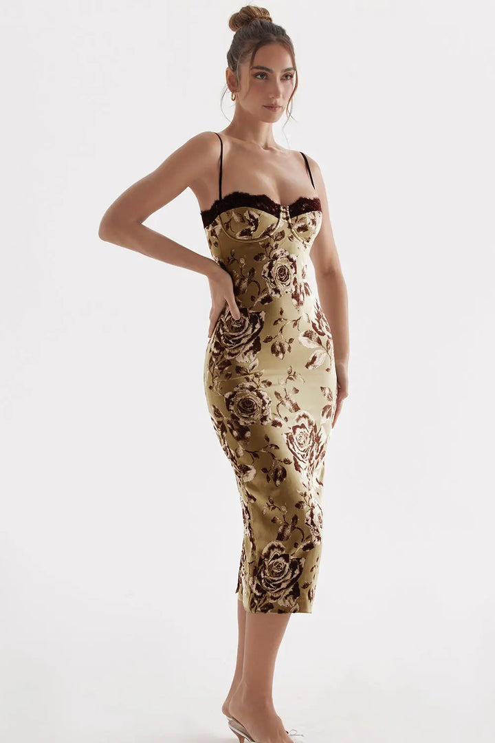 Midikleid mit Blumenmuster und müheloser Eleganz für Frauen Mivona