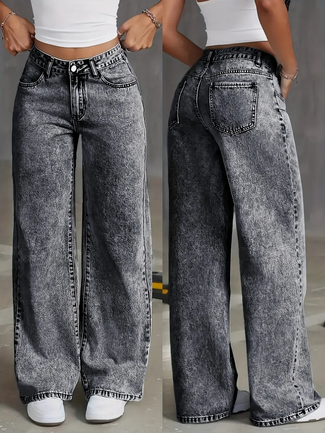 Gerade hochgeschnittene Stretch-Damen-Jeans für Frauen Mivona