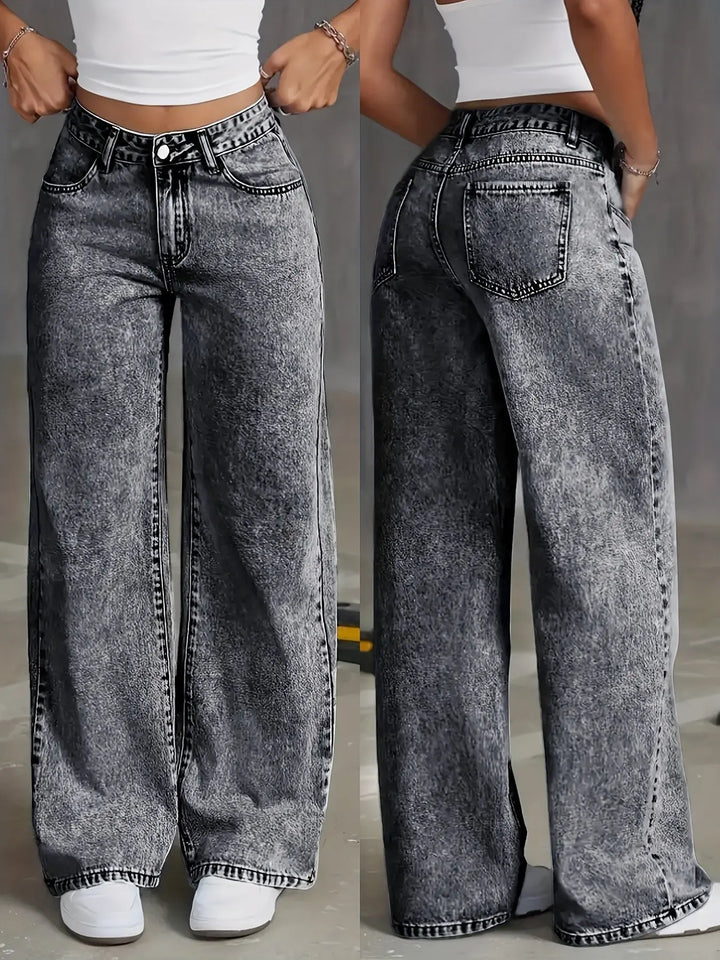 Gerade hochgeschnittene Stretch-Damen-Jeans für Frauen Mivona