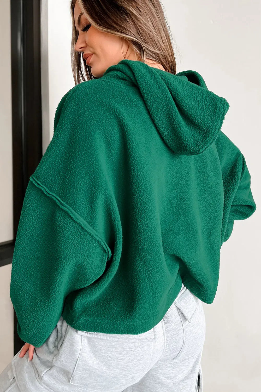 Fleece-Hoodie Mit Überschnittenen Schultern Für Frauen Mivona