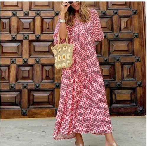 Vintage-Boho-Kleid mit floralem Muster Für Frauen Mivona