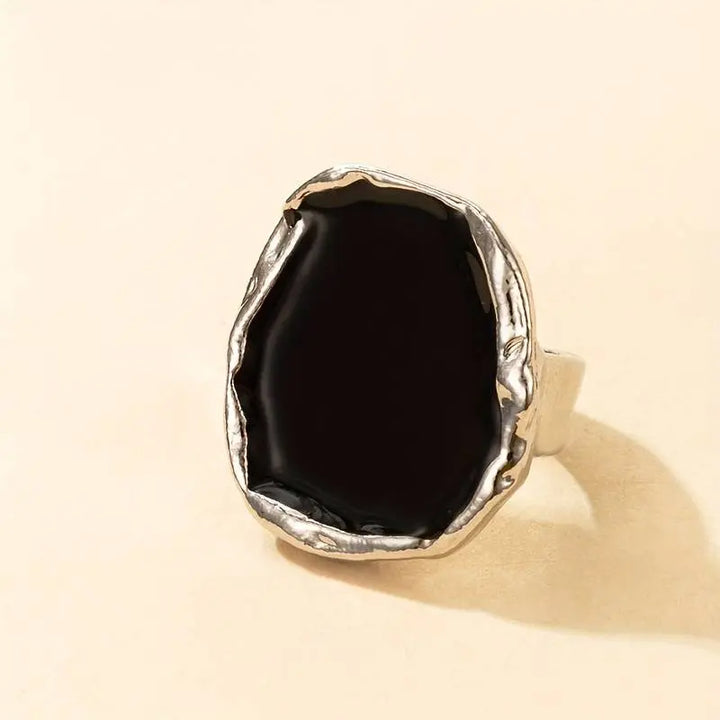 Übergroßer Vintage Ring mit schwarzem Stein für Damen Mivona