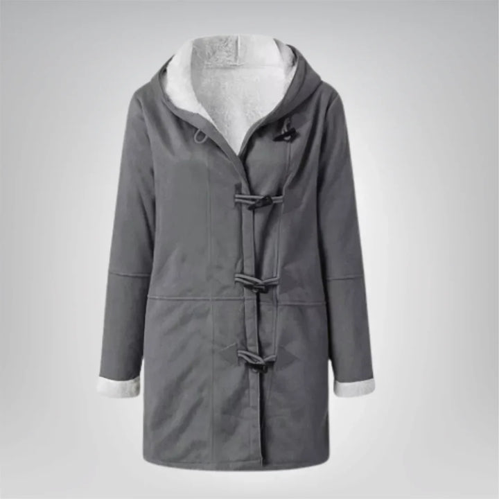Langer Mantel mit Fleecefutter und Knebelverschluss für Winter Damen