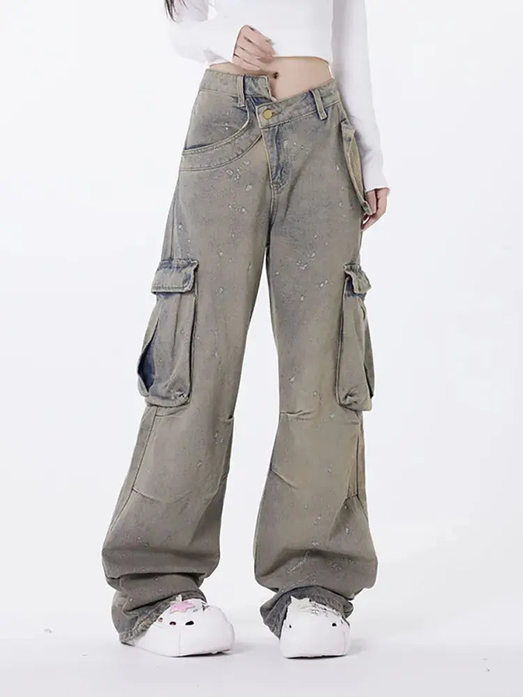 Retro Asymmetrische Waschjeans mit Einzigartigem Design für Frauen Mivona