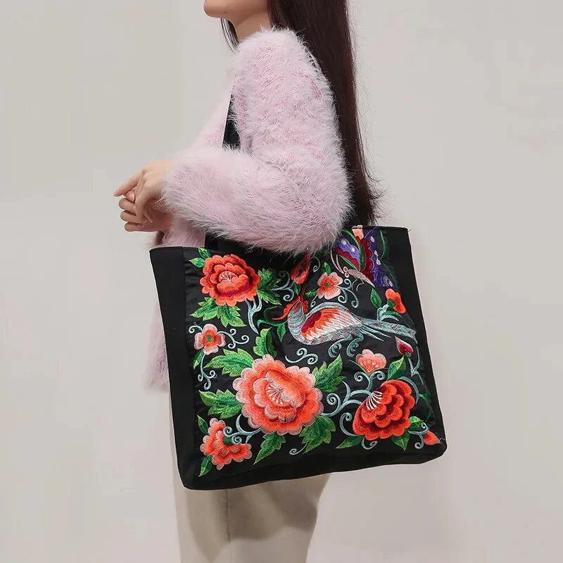 Bestickte Tote Bag mit kreativem Detail für Frauen