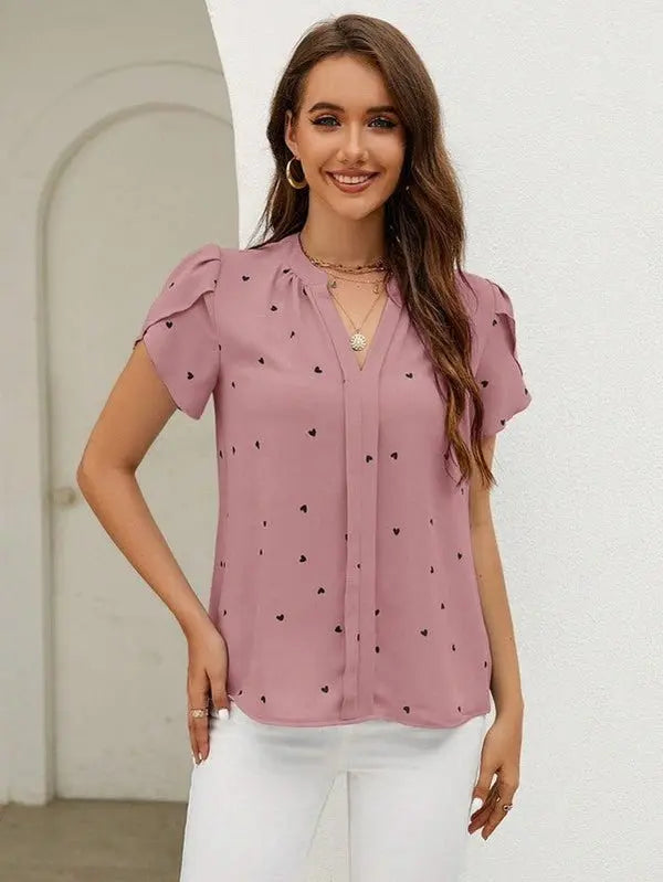 Bluse mit Mini Herzprint und femininer Silhouette für Frauen Mivona