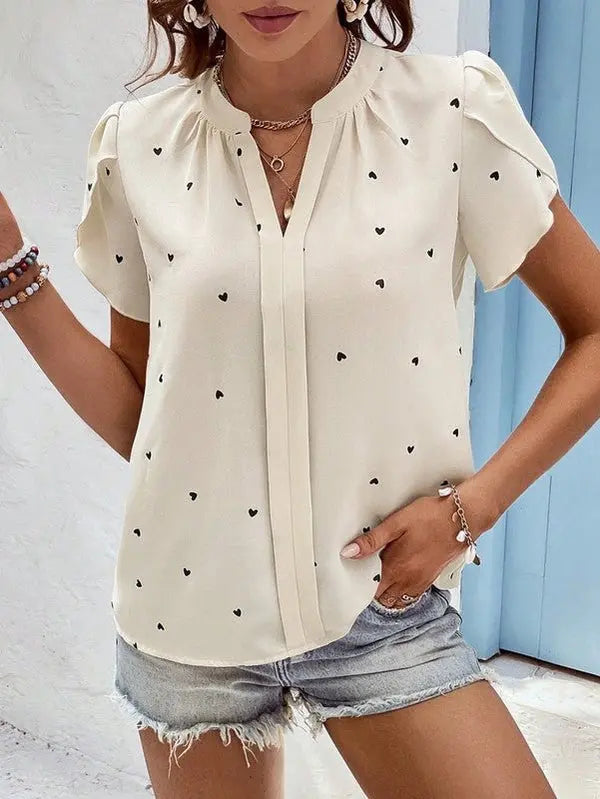 Bluse mit Mini Herzprint und femininer Silhouette für Frauen Mivona