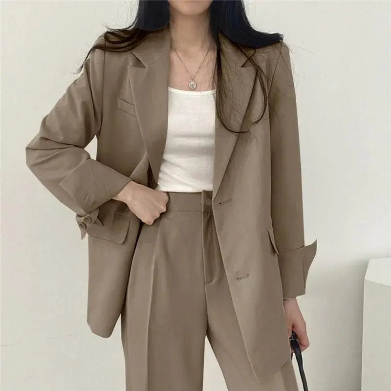 Elegantes Tailliertes Blazer und Gerade Hose Set Für Frauen Mivona