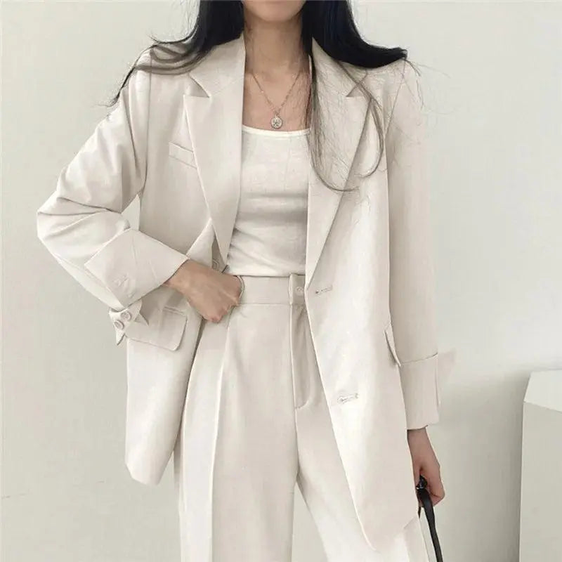 Elegantes Tailliertes Blazer und Gerade Hose Set Für Frauen Mivona