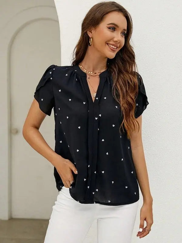 Bluse mit Mini Herzprint und femininer Silhouette für Frauen Mivona