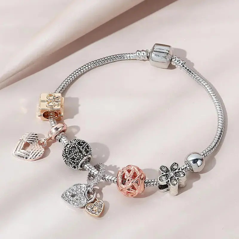 Modisches Armband mit Strasssteinen und Blumen für Damen Mivona