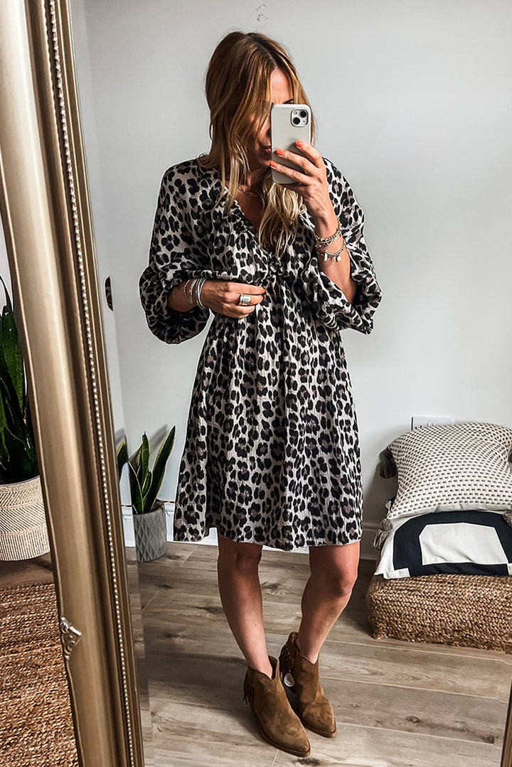 Schwarzes Kleid mit Leopardenmuster Für Frauen Mivona