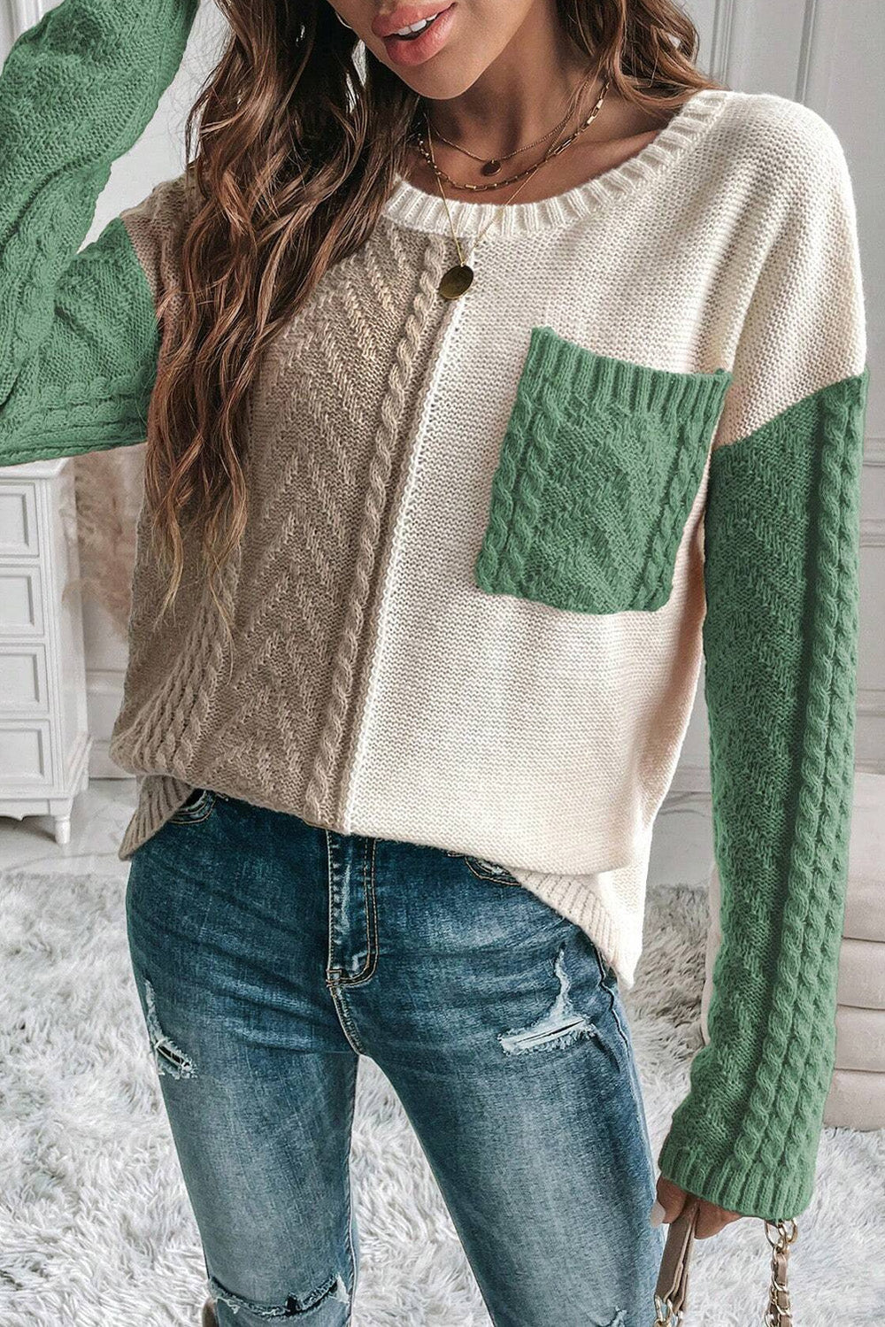Eleganter Strickpullover mit V-Ausschnitt für Frauen Mivona