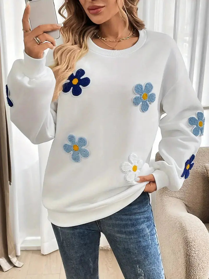 Weiches Baumwoll-Sweatshirt mit Floralem Muster für Damen Mivona