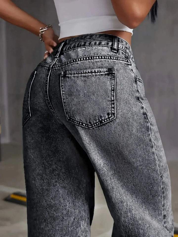 Gerade hochgeschnittene Stretch-Damen-Jeans für Frauen Mivona