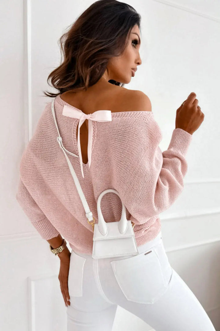 Rosa Strickpullover mit Schleifen-Details Für Frauen Mivona