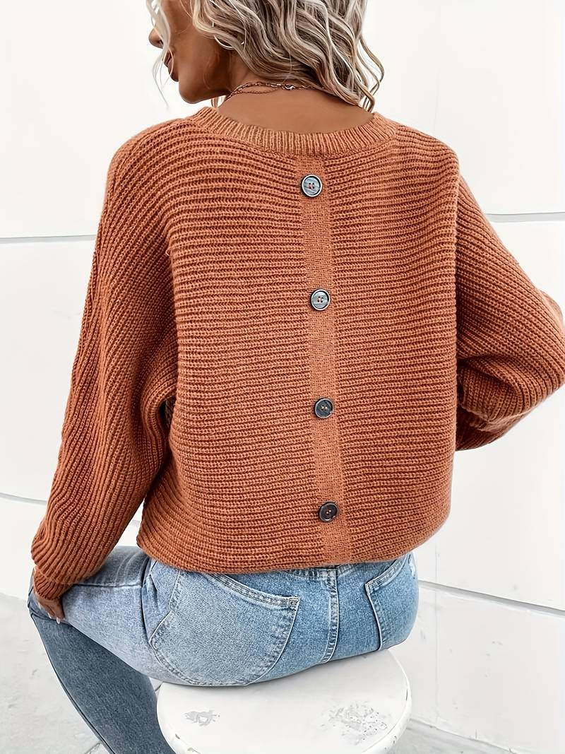 Eleganter Rundhals-Pullover Für Frischen Frühlingsstil Für Frauen Mivona