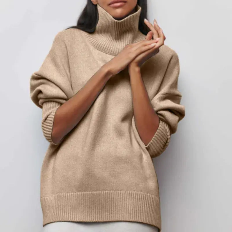 Oversize-Warmer Rollkragenpullover in schlichtem Design für Frauen Mivona