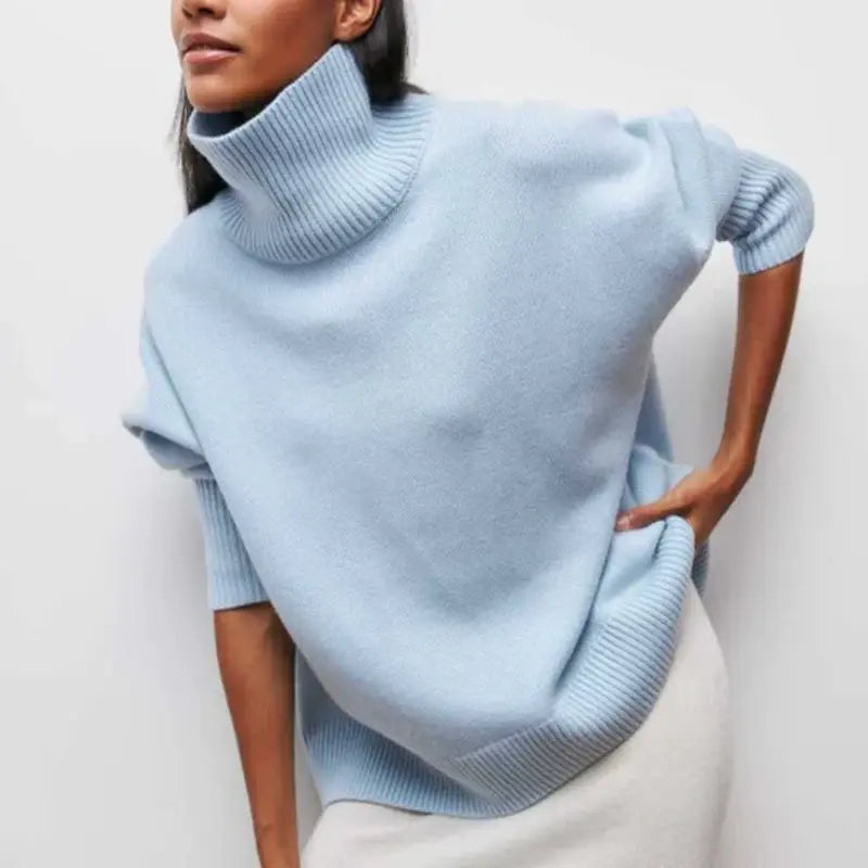 Oversize-Warmer Rollkragenpullover in schlichtem Design für Frauen Mivona