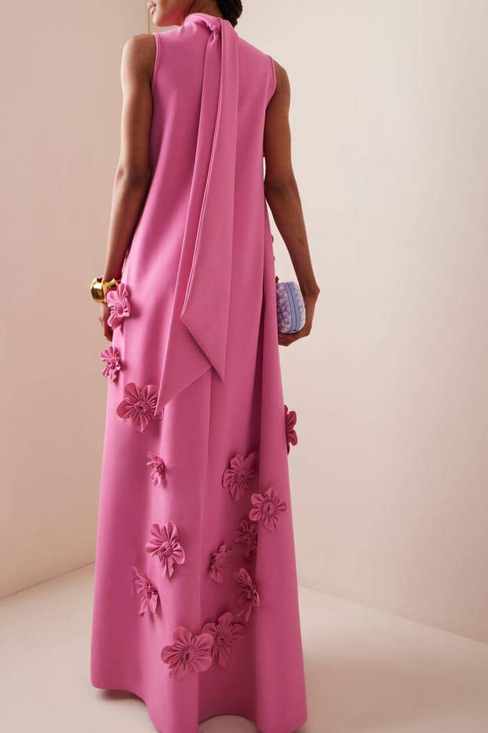 Halter Maxikleid mit 3D Blumendetails und luxuriösem Design für Frauen