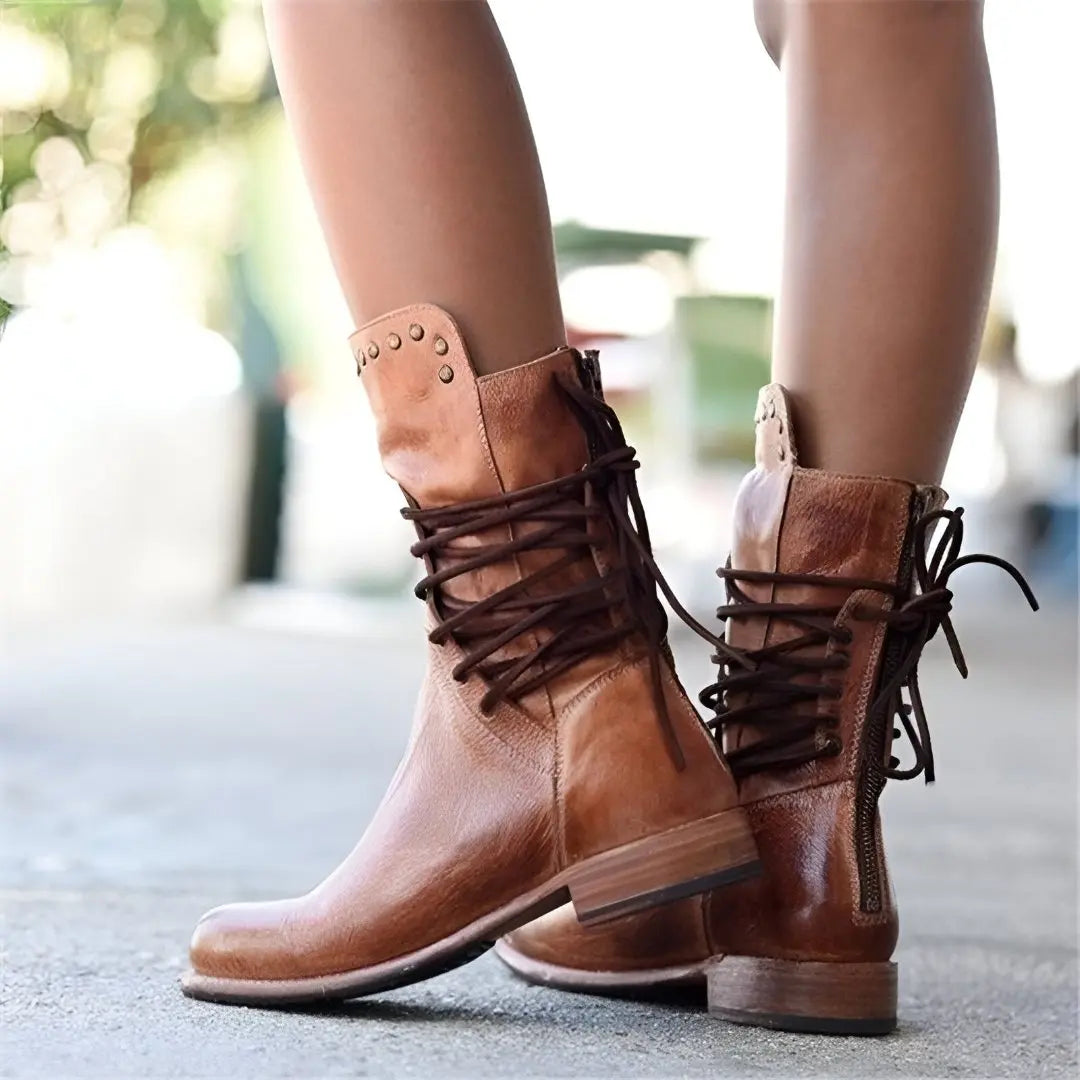 Bequeme Schnürstiefel aus veganem Leder Für Frauen Mivona