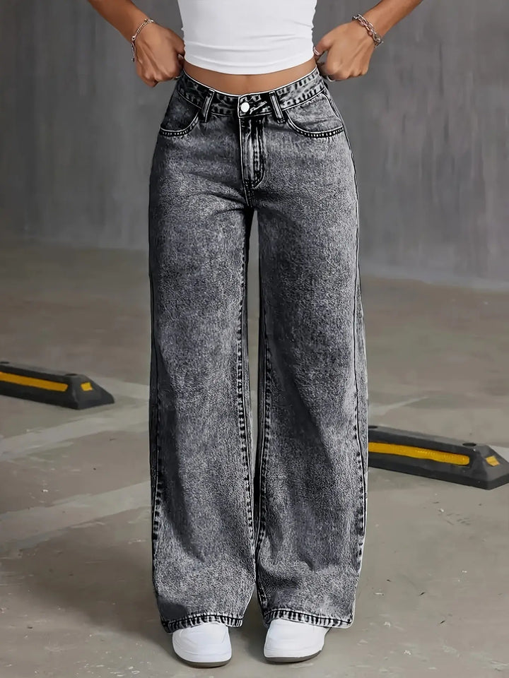 Gerade hochgeschnittene Stretch-Damen-Jeans für Frauen Mivona