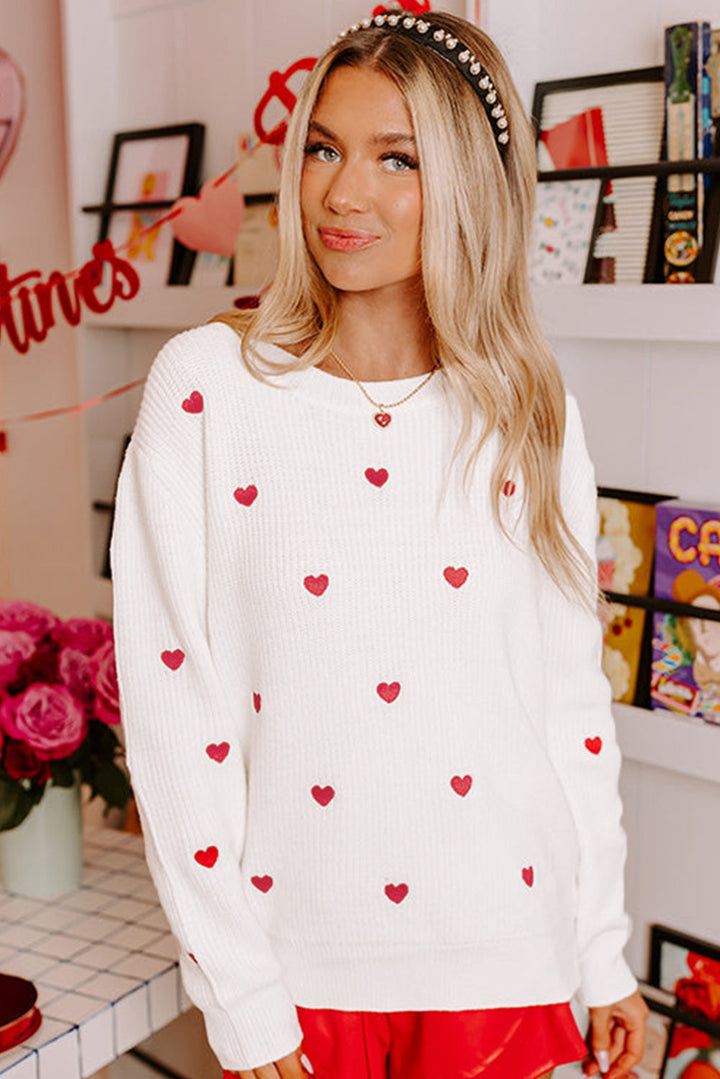 Pullover mit Herzmotiv und überschnittenen Schultern Für Frauen Mivona